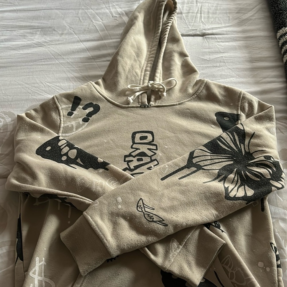 BEIGE Y2K/2010'S DOODLE STYLE HOODIE